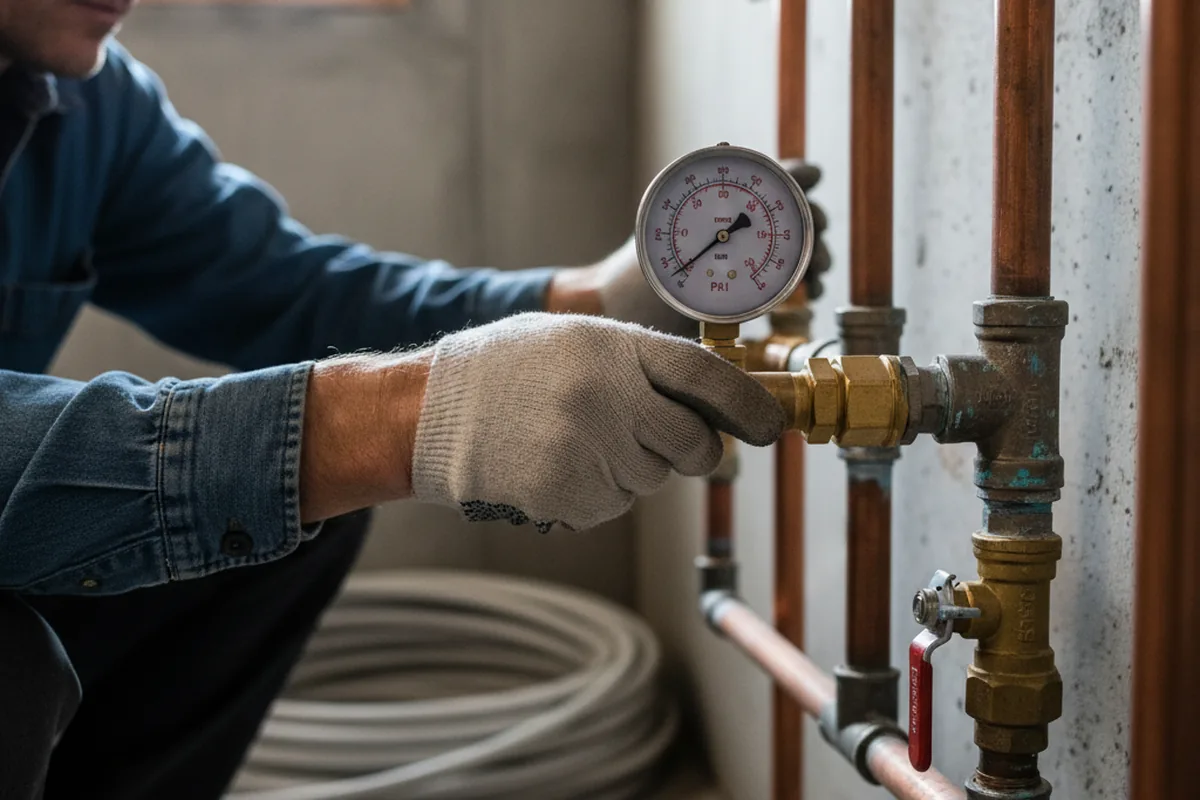Pressure testing a repaired line during Water Line Repair in Gresham